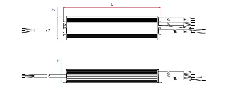 L2-F waterproof dimmable LED power supply mechanical dimension drawing