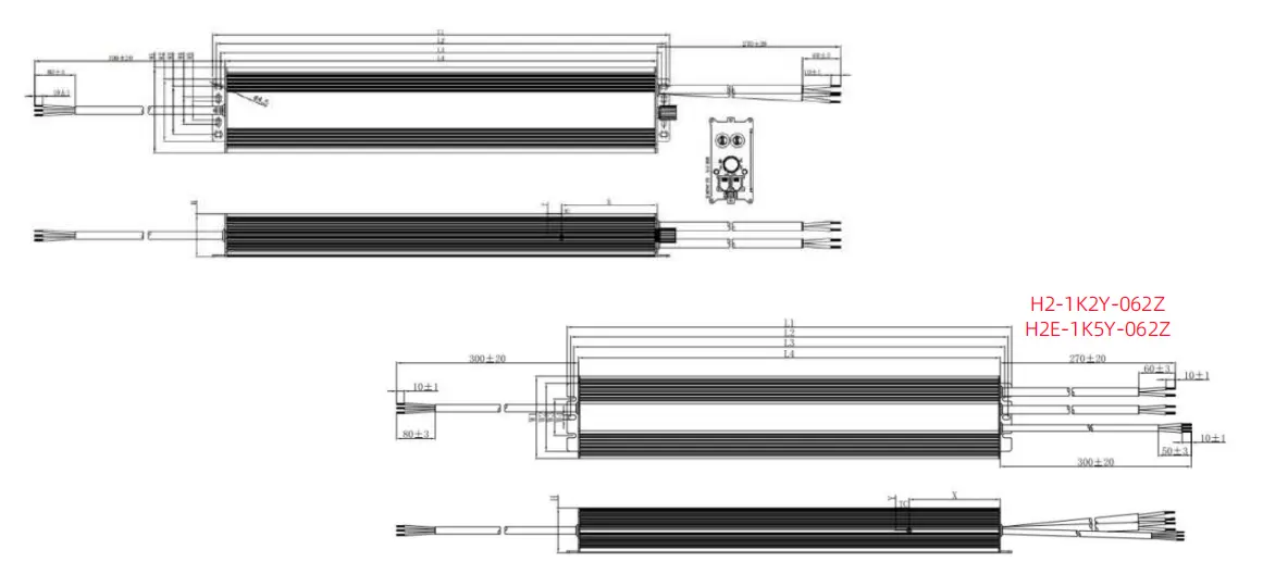 H2E 200-277Vac grow light LED driver wiring diagram