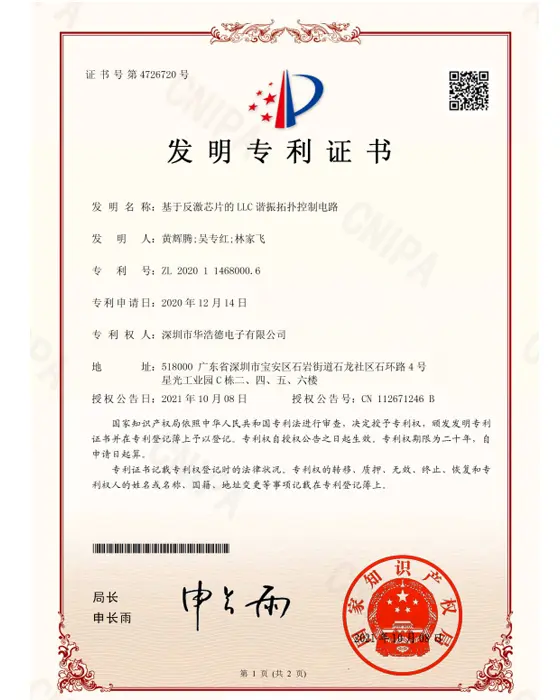 FAHOLD Invention Patent credential