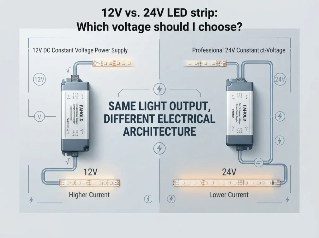 12V vs 24V LED strip comparison for constant voltage lighting systems