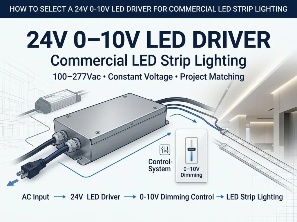 24V 0-10V LED driver selection for commercial LED strip lighting projects