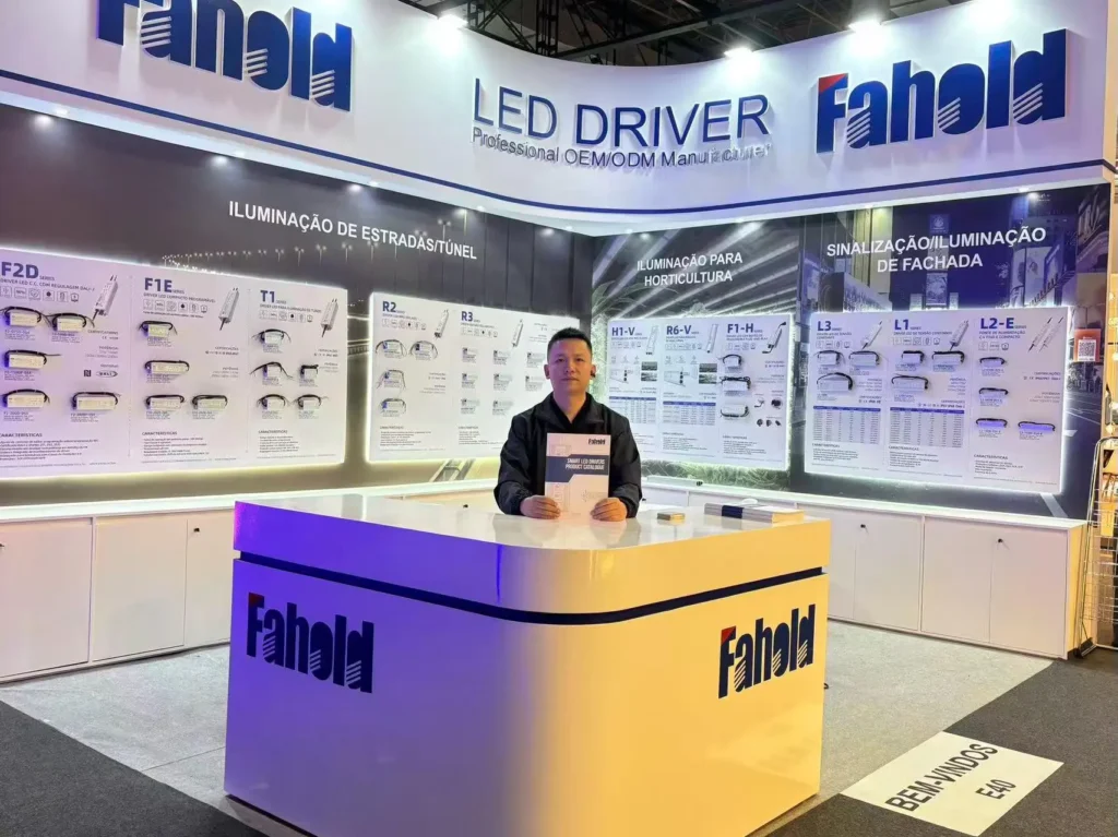 FAHOLD at Expolux 2026, Booth E40 — professional LED driver solutions presented for multiple lighting applications.