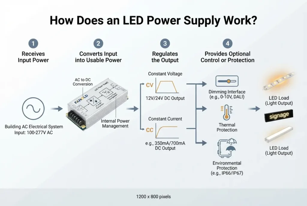 How an LED power supply works step by step