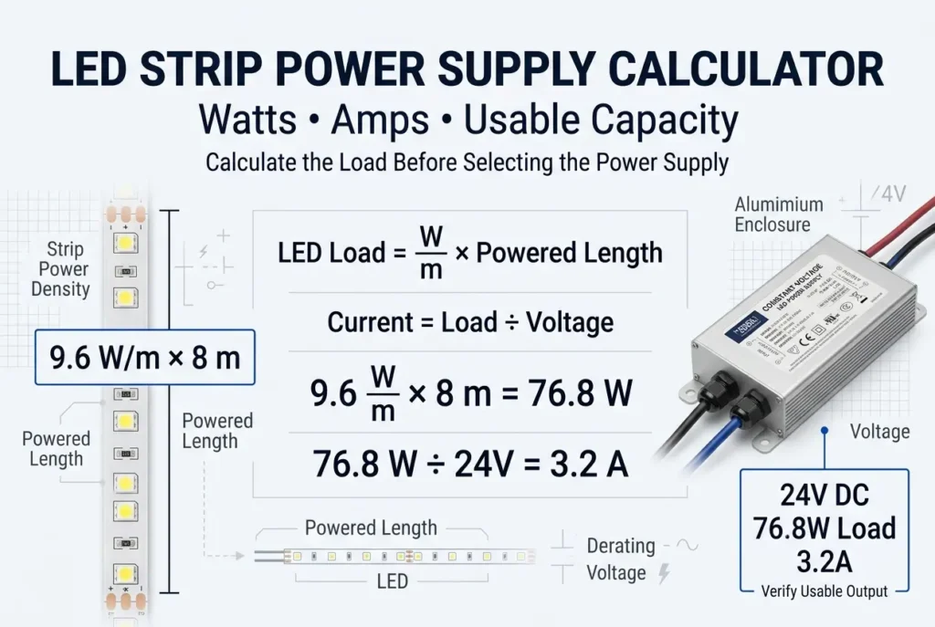 How to calculate the power supply for LED light strips?