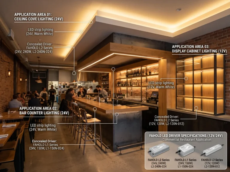 LED Power Supplies for Restaurant Lighting: Cove, Bar & Display Applications